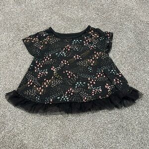 Tucker‎ + Tate Patterned print shirt sleeve shirt with tulle hem 3T